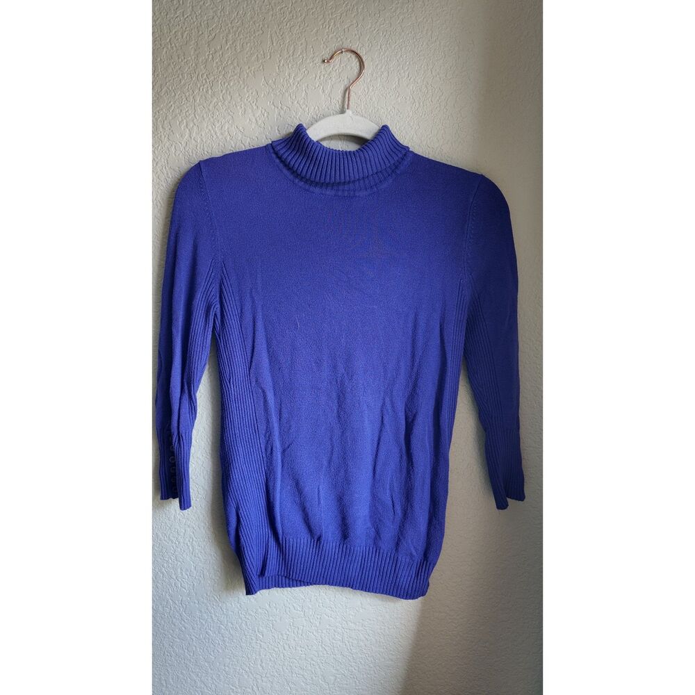 Y2K 2007 Express Design Studio Royal Purple Turtleneck Sweater Small Button Cuff